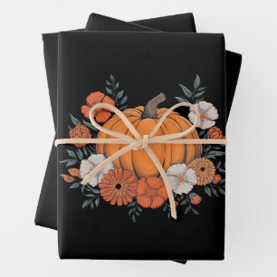 Feuille De Papier Cadeau Automne Vintage Citrouille Automne Thanksgiving