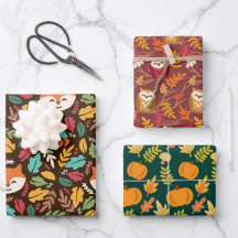 Automne Woodland Automne Fox Owl Citrouille