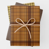 Feuille De Papier Cadeau Autumn Browns Plaid Trio (En situation)