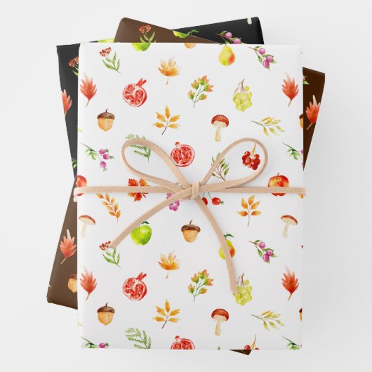 Feuille De Papier Cadeau Autumn Fall Harvest Pattern (En situation)