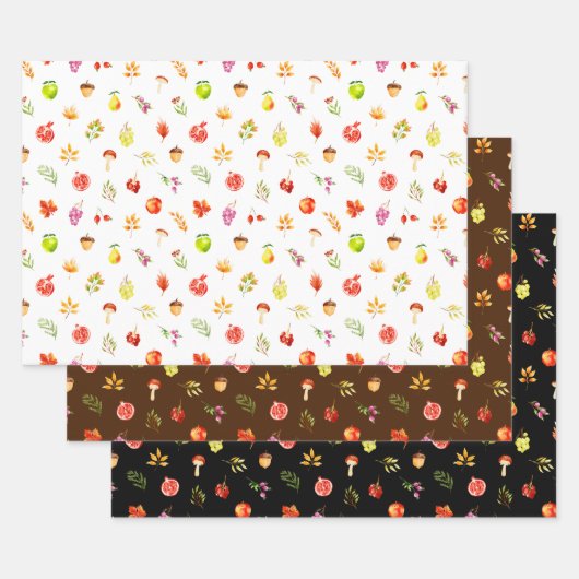 Feuille De Papier Cadeau Autumn Fall Harvest Pattern (Lot)