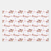 Feuille De Papier Cadeau Avion rose aquarelle (Devant)