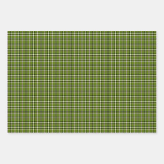 Feuille De Papier Cadeau Avocado Green Plaid Windowpane Pattern Retro (Devant 3)