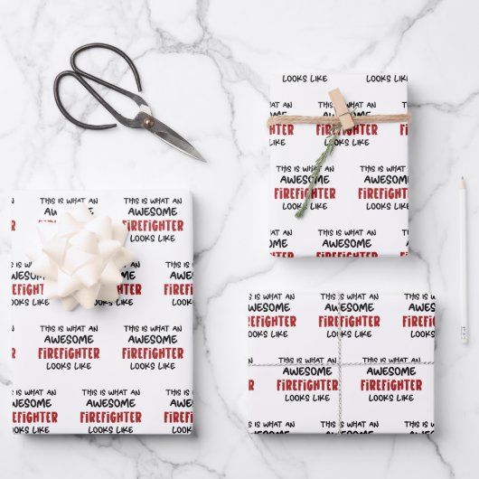 Feuille De Papier Cadeau Awesome pompier Funny pompier (Recto)