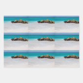Feuille De Papier Cadeau Azure Ocean Sandy Beach Motif photo (Devant 3)