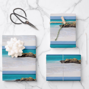 Feuille De Papier Cadeau Azure Ocean Sandy Beach Motif photo