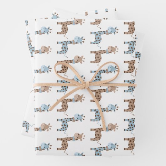 Feuille De Papier Cadeau Baby Boy Giraffe (En situation)