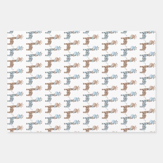 Feuille De Papier Cadeau Baby Boy Giraffe (Devant)