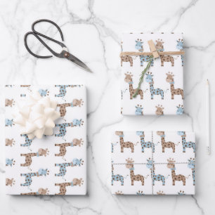 Feuille De Papier Cadeau Baby Boy Giraffe