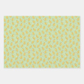 Feuille De Papier Cadeau Baby Chicks Whimsical Kawaii Pattern Green (Devant)