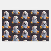Feuille De Papier Cadeau Baby Ghost Déplaisant mignon caractère Halloween (Devant 3)