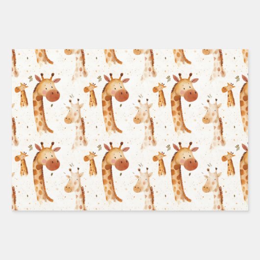 Feuille De Papier Cadeau Baby Giraffes (Devant 3)