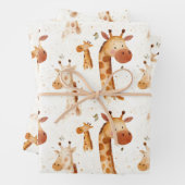 Feuille De Papier Cadeau Baby Giraffes (En situation)