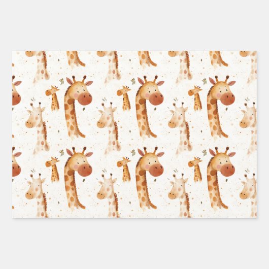 Feuille De Papier Cadeau Baby Giraffes (Devant)