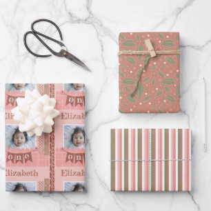 Feuille De Papier Cadeau Baby Girl 1er anniversaire Scrapbooking rose