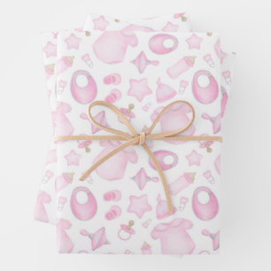 Feuille De Papier Cadeau Baby Girl Douche rose