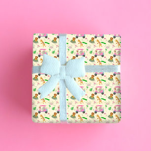 Feuille De Papier Cadeau Baby Jungle Animals Golfing Baby Shower  