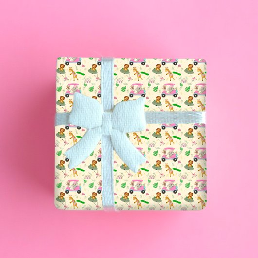 Feuille De Papier Cadeau Baby Jungle Animaux Baby shower de golf