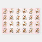Feuille De Papier Cadeau Baby Reindeer Tangled Lights Christmas Kids (Devant 3)