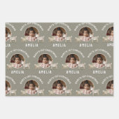 Feuille De Papier Cadeau Baby’s 1st Christmas Reindeer Keepsake Photo (Devant)