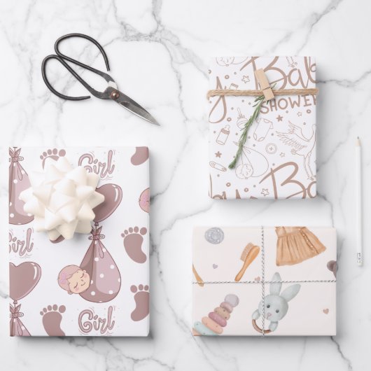 Feuille De Papier Cadeau Baby shower (Recto)