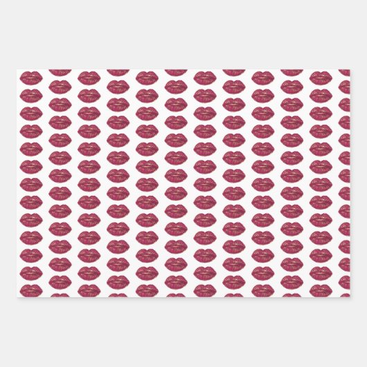 Feuille De Papier Cadeau Baby Shower aux Lèvres Rouges (Devant)