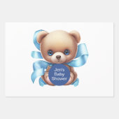 Feuille De Papier Cadeau Baby shower Bleu Teddy Bear (Devant)