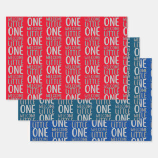 Feuille De Papier Cadeau Baby shower coloré "Welcome Little One"