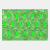 Feuille De Papier Cadeau Baby shower d'aquarelle Dino vert (Devant)