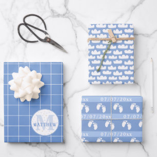 Feuille De Papier Cadeau baby shower Date de naissance personnalisée et mo