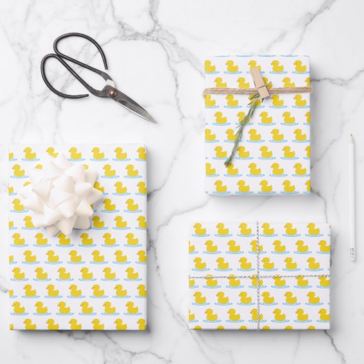 Feuille De Papier Cadeau Baby shower de canard jaune mignon (Recto)
