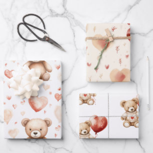 Feuille De Papier Cadeau Baby shower de coeur doux et mou en peluche