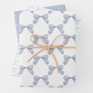 Feuille De Papier Cadeau Baby shower de garçon élégant avec cou à plaid ble