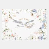 Feuille De Papier Cadeau Baby shower de ruban Fleur sauvage Stork (Devant)