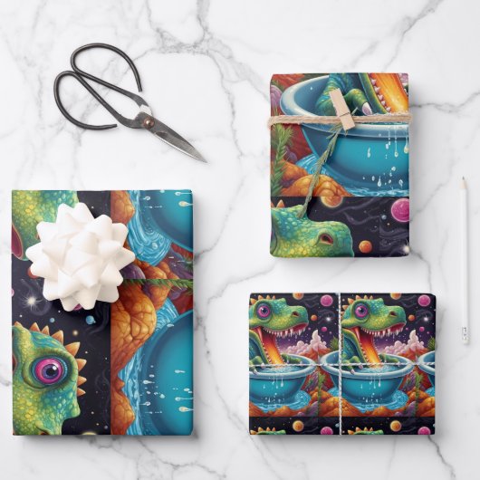 Feuille De Papier Cadeau Baby shower Dino-Mite (Recto)