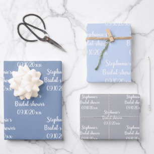Feuille De Papier Cadeau Baby Shower élégant bleu poussiéreux de la mariée