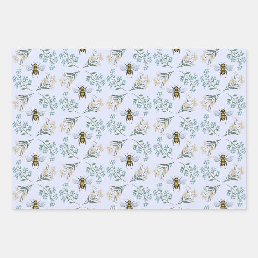 Feuille De Papier Cadeau Baby shower Fleur Fleur d'Abeille Douce (Devant 2)