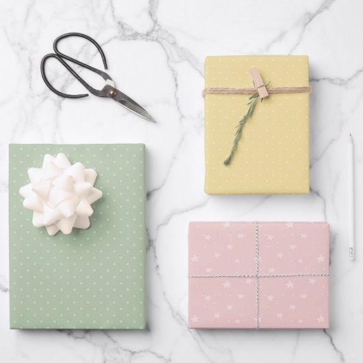 Feuille De Papier Cadeau Baby shower jaune rose pastel (Recto)