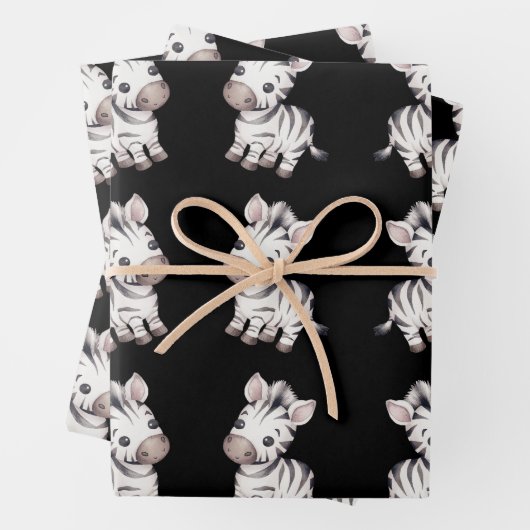 Feuille De Papier Cadeau Baby shower joli modèle zèbre (En situation)