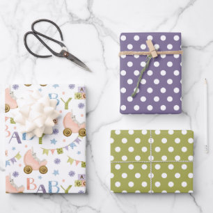 Feuille De Papier Cadeau Baby shower lapin mignon