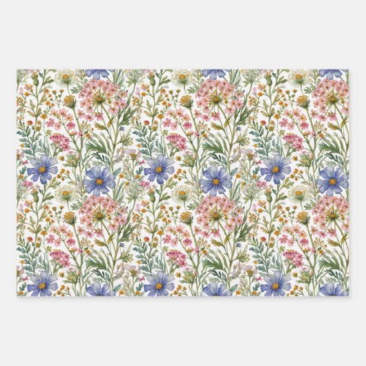 Feuille De Papier Cadeau Baby shower nuptial Fleur sauvage rose bleu (Devant 2)