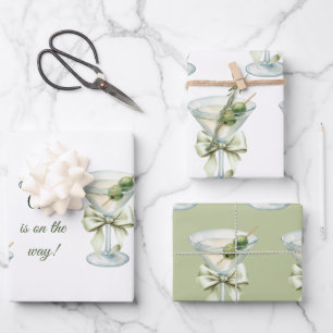 Feuille De Papier Cadeau Baby Shower Rétro Minimaliste A Tini One Martini