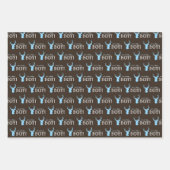 Feuille De Papier Cadeau Baby shower rustique Bois Bleu Cerf (Devant 3)