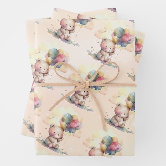 Feuille De Papier Cadeau Baby shower Teddy Bear (En situation)