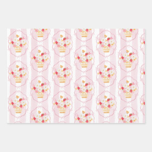 Feuille De Papier Cadeau Baby shower Whimsical rose de la fraise cultivée l