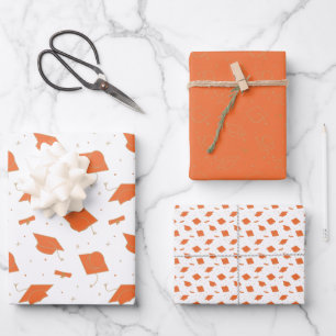 Feuille De Papier Cadeau Bac de graduation orange
