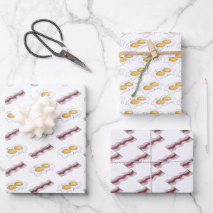 Feuille De Papier Cadeau Bacon Sizzling Bagues OEufs Frits Petit-Déjeuner
