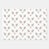 Feuille De Papier Cadeau Baies de pin à nez rouge Noël (Devant 3)