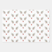 Feuille De Papier Cadeau Baies de pin à nez rouge Noël (Devant)