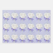 Feuille De Papier Cadeau Baies d'hiver blanches Ribbon violet Noël (Devant 2)